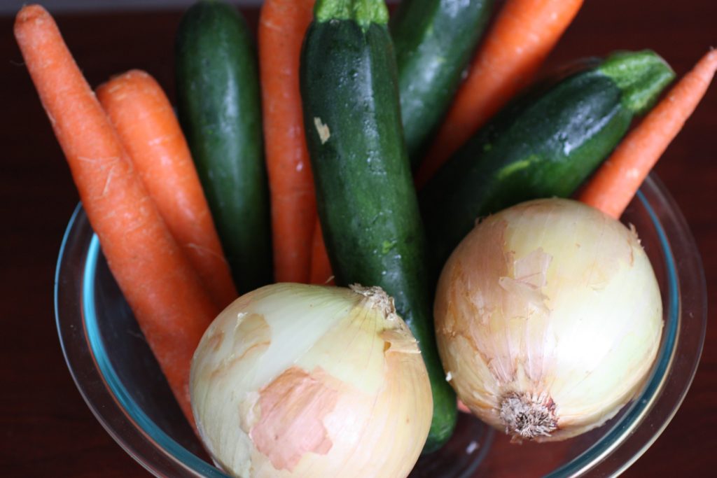 Look at all these nutritious veggies! No mushy gushy Wonderbread crumbs in here...