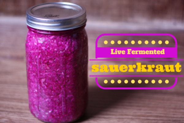 Hot pink sauerkraut in a jar
