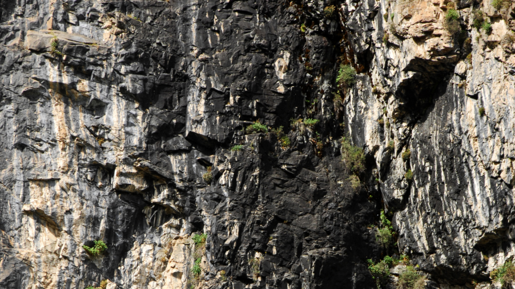 Himalayan cliff with black shilajit resin